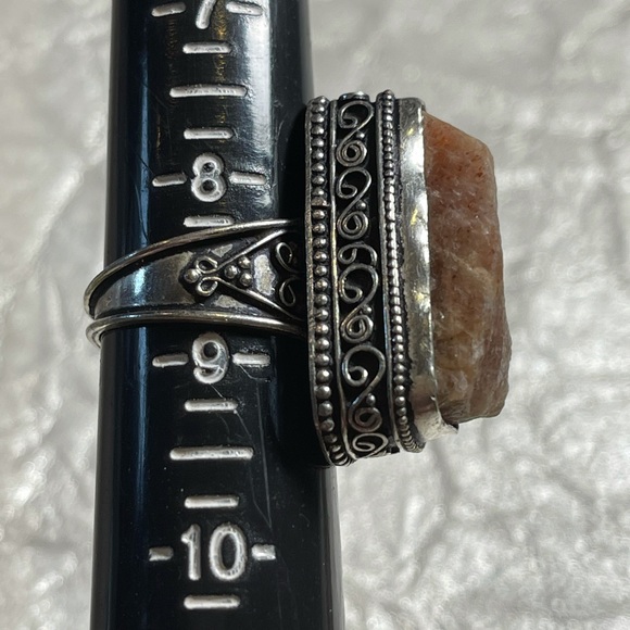 Sterling Silver & roughcut Sunstone Ring, sz 8 1/2 - Picture 5 of 6
